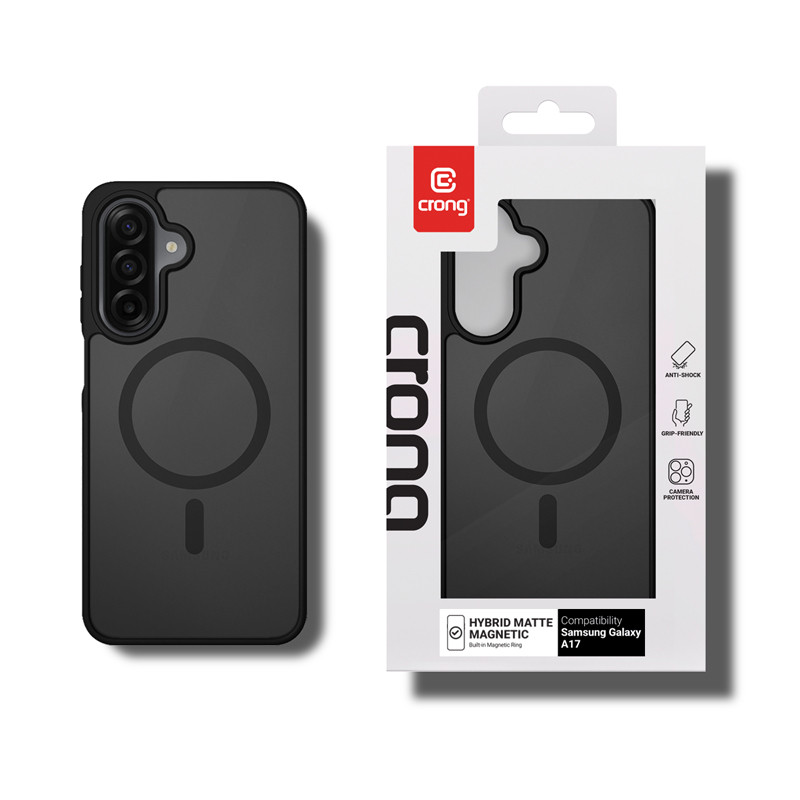 Capa Crong Hybrid Matte Magnetic MagSafe para Samsung Galaxy A17, preta
