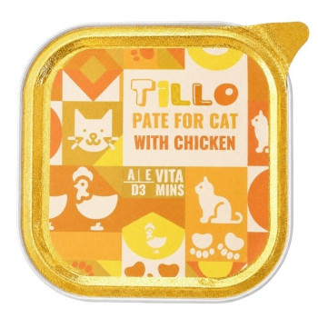 TILLO Comida húmida para gatos em patê com frango, 100 g