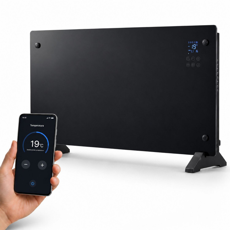 Aquecedor de painel de vidro inteligente Extralink LPL-23A-BL, 2000 W, WiFi, preto