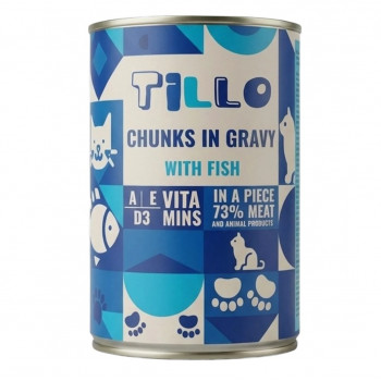 TILLO Pedaços em molho Peixe comida húmida para gatos, 415 g