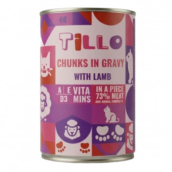 TILLO Pedaços em molho de borrego comida húmida para gatos, 415 g