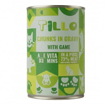 TILLO Alimento húmido para gatos Chunks in gravy Game, 415 g