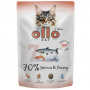 Ollo No. 7 saqueta de comida para gatos com salmão e camarão, 85 g