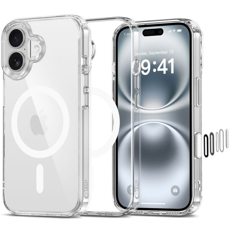 Capa Tech-Protect Flexair Hybrid CC MagSafe para Apple iPhone 16, Transparente