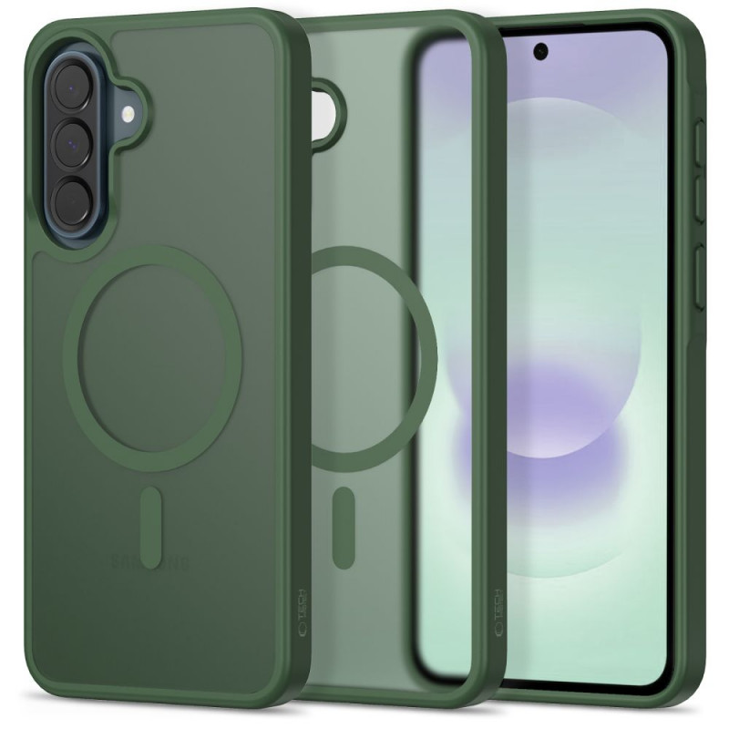 Capa Tech-Protect Magmat MagSafe para Samsung Galaxy A36 / A56 / A37 5G, verde mate