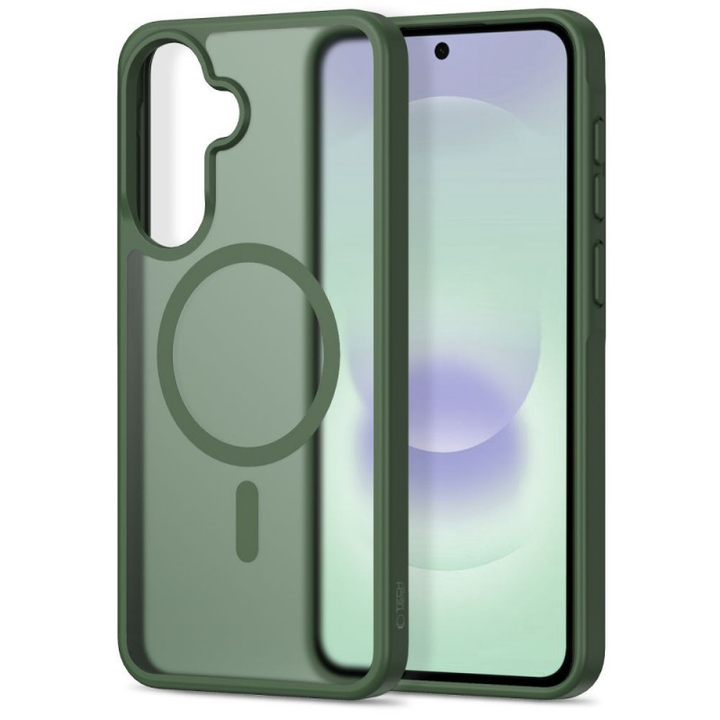Capa Tech-Protect Magmat MagSafe para Samsung Galaxy A36 / A56 / A37 5G, verde mate