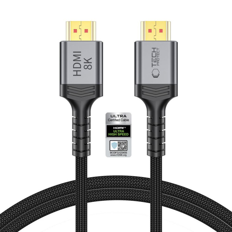 Cabo HDMI 2.1 Tech-Protect UltraBoost THP5553, 4K 120Hz, 8K 60Hz, 100 cm, preto