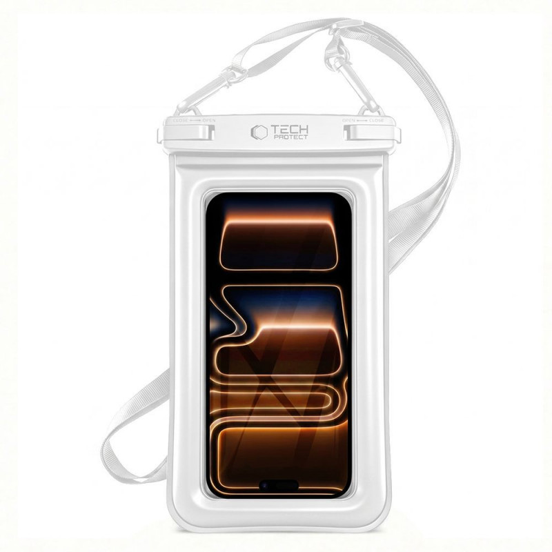 Tech-Protect UWC7 Capa flutuante impermeável universal para smartphones até 6,9 polegadas, branca