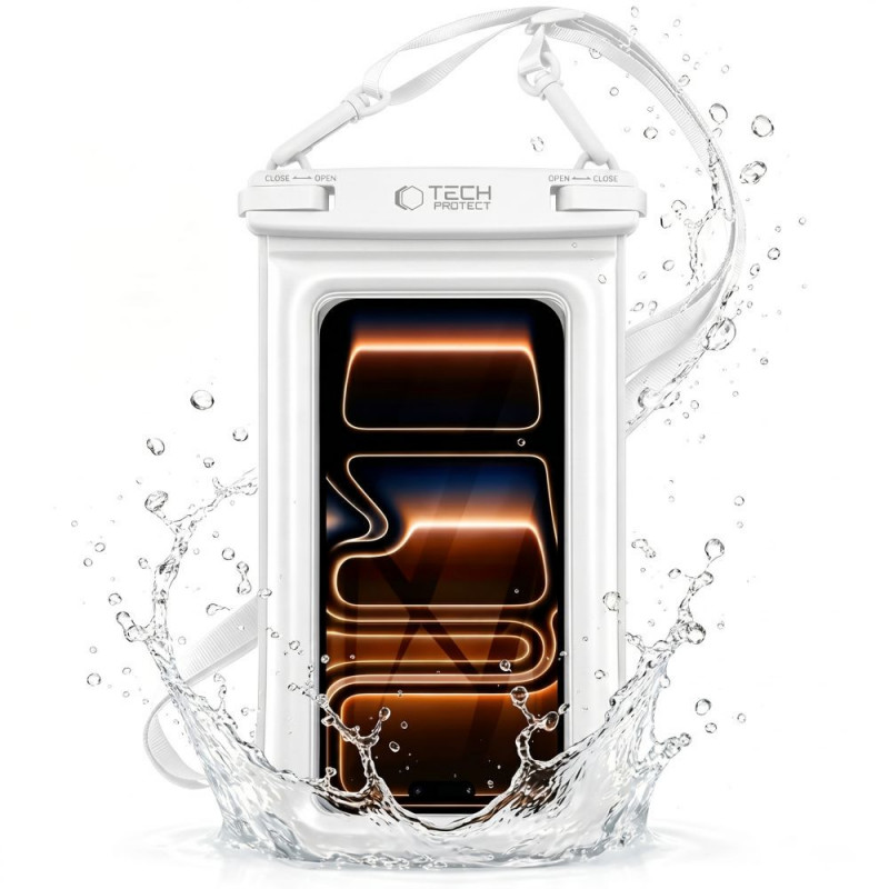 Tech-Protect UWC7 Capa flutuante impermeável universal para smartphones até 6,9 polegadas, branca