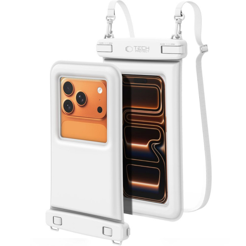 Tech-Protect UWC7 Capa flutuante impermeável universal para smartphones até 6,9 polegadas, branca