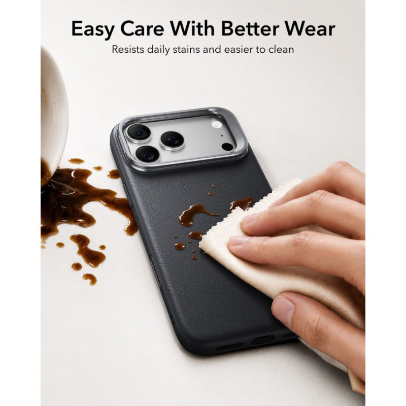 Capa ESR Leather Kickstand MagSafe para Apple iPhone 17 Pro Max / 18 Pro Max, preta