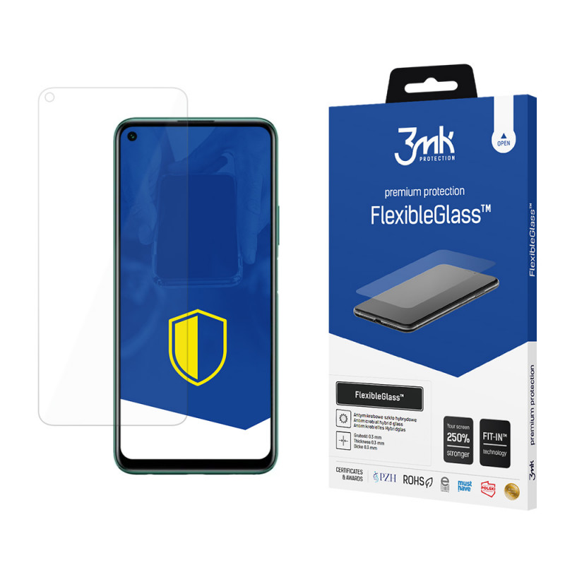 Protetor de ecrã de vidro híbrido 3MK FlexibleGlass para Huawei P40 Lite 5G
