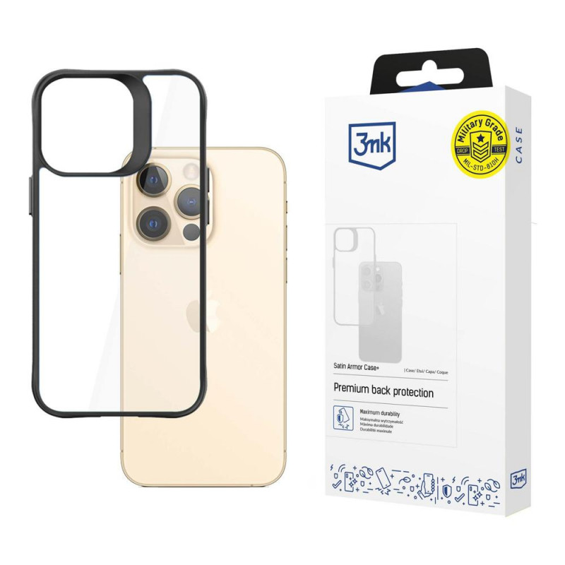 Capa 3MK Satin Armor Case+ para Apple iPhone 13 Pro Max (3MK3503), preta