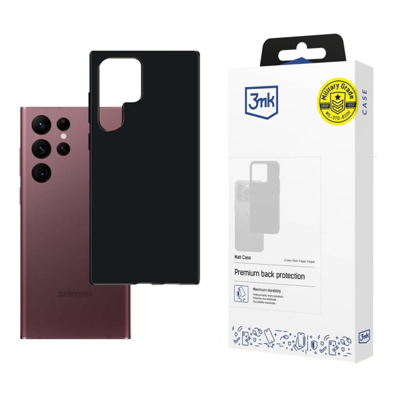 Capa 3MK Matt para Samsung Galaxy S22 Ultra (3MK3448BLK), preta