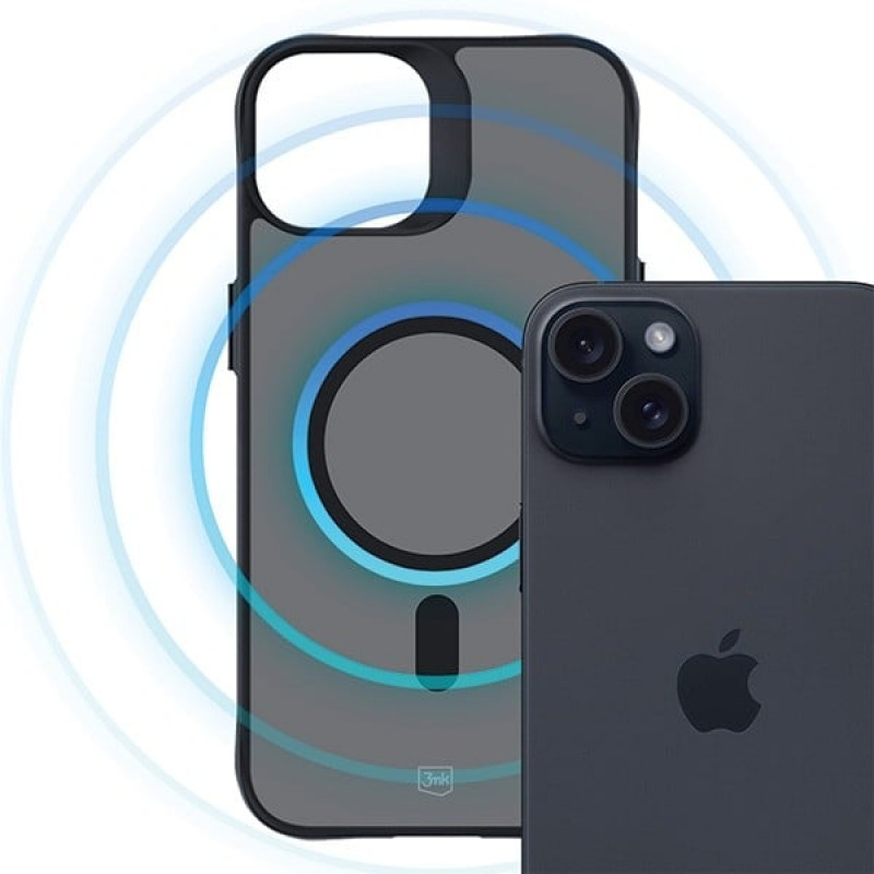 3MK Smoke MagCase com MagSafe para Apple iPhone 15, Semitransparente