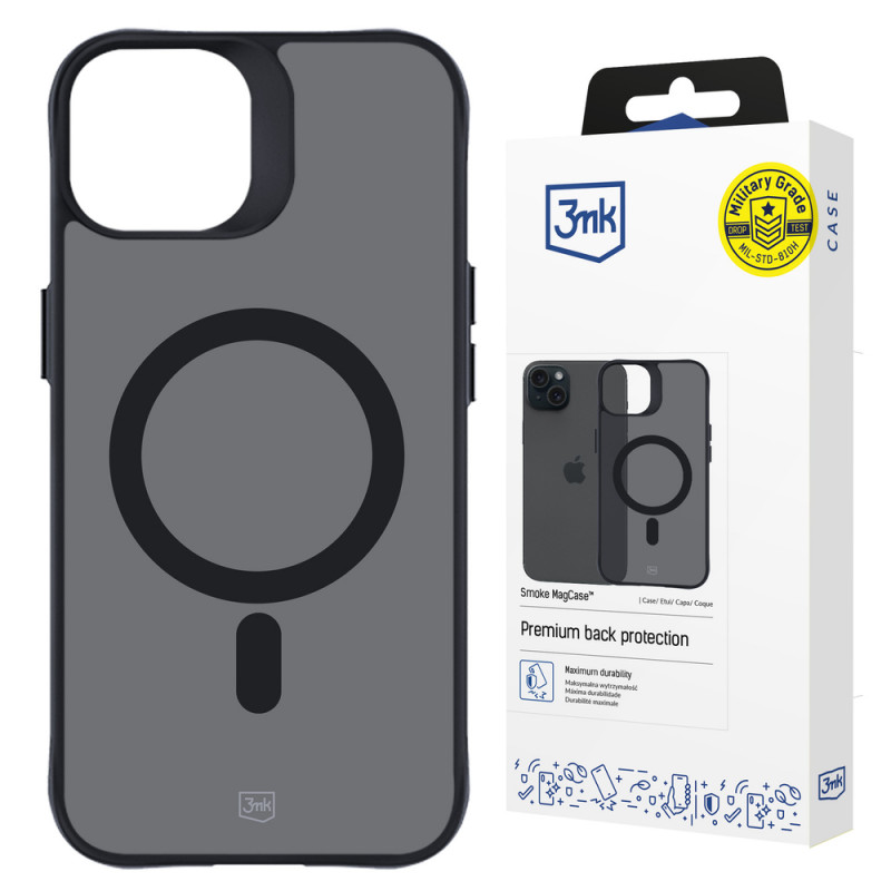 3MK Smoke MagCase com MagSafe para Apple iPhone 15 Plus, Semitransparente (156048-0)