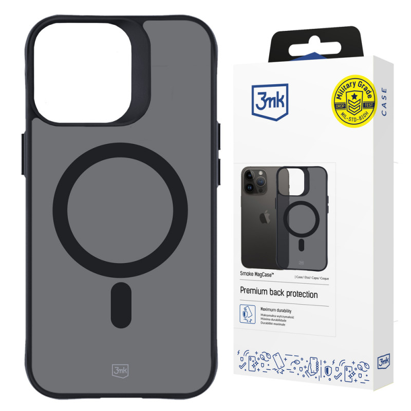 3MK Smoke MagCase com MagSafe para Apple iPhone 14 Pro, Semitransparente