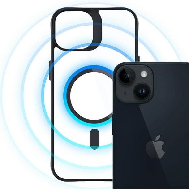 3MK Satin Armor MagCase com MagSafe para Apple iPhone 13 / 14, Transparente com Moldura Preta (156075-0)