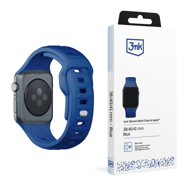 Pulseira de silicone 3mk para Apple Watch 38/40/41 mm, azul