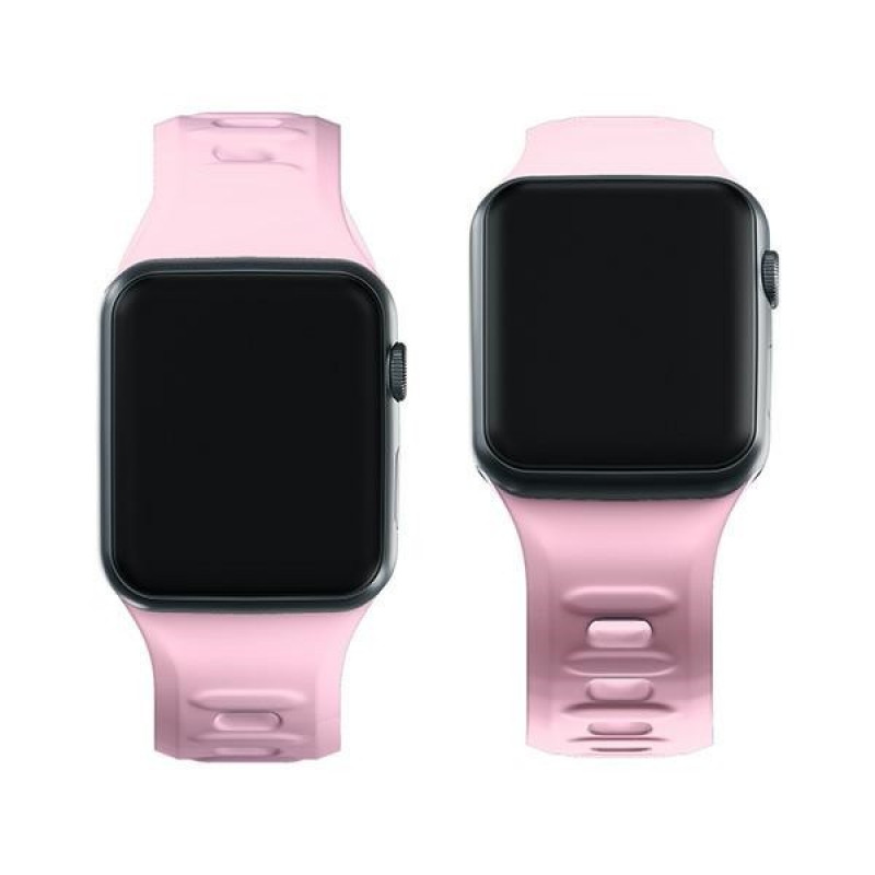 Pulseira de silicone 3mk para Apple Watch 38/40/41 mm, rosa em pó