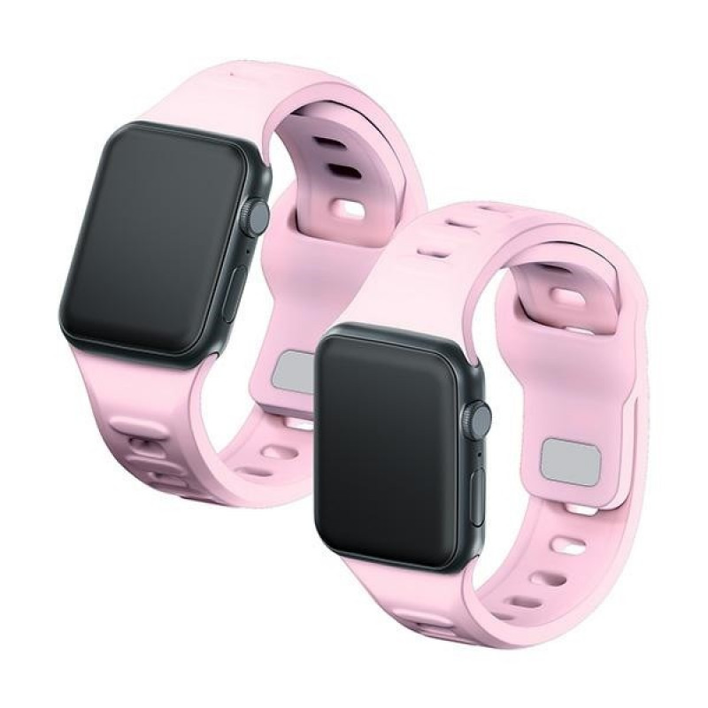 Pulseira de silicone 3mk para Apple Watch 38/40/41 mm, rosa em pó