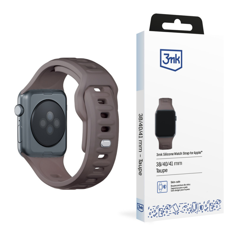 Pulseira de silicone 3mk para Apple Watch 38/40/41 mm, taupe