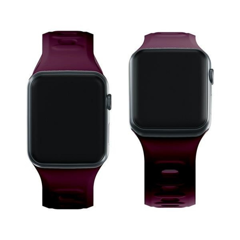 Pulseira de silicone 3mk para Apple Watch 42/44/45/49 mm, amora / borgonha