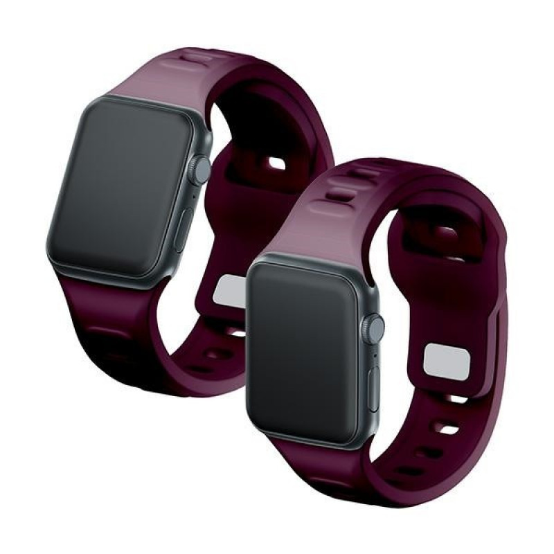 Pulseira de silicone 3mk para Apple Watch 42/44/45/49 mm, amora / borgonha