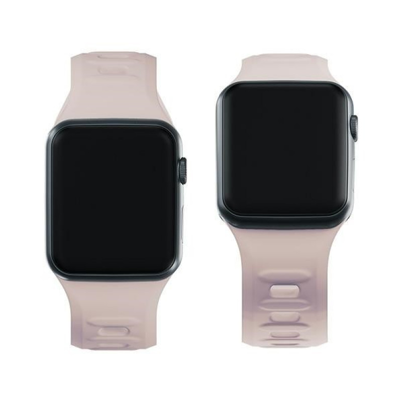 Pulseira de silicone 3mk para Apple Watch 42/44/45/49 mm, rosa-bege / latte