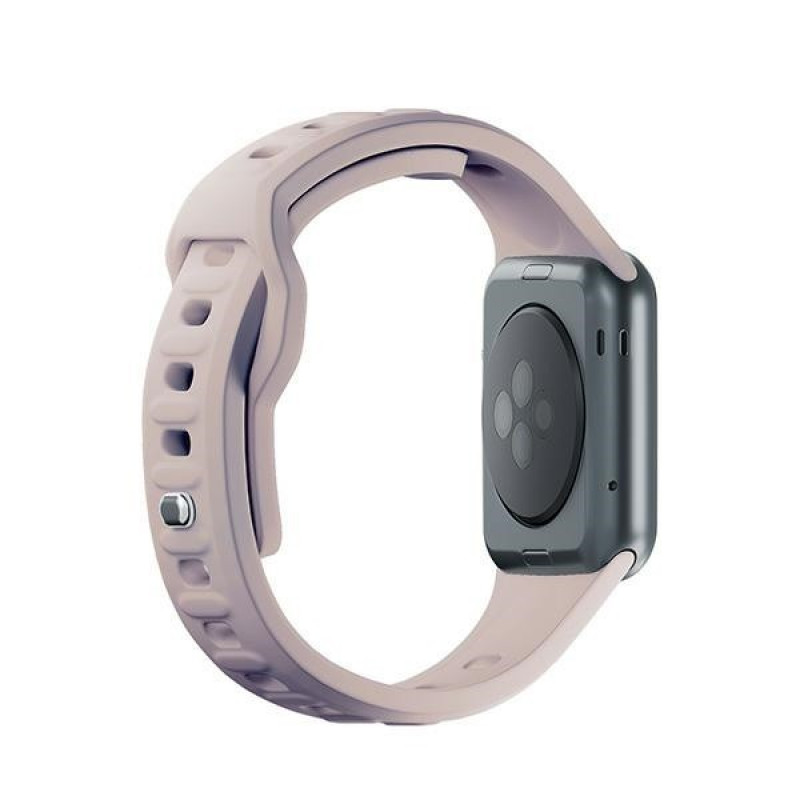Pulseira de silicone 3mk para Apple Watch 42/44/45/49 mm, rosa-bege / latte