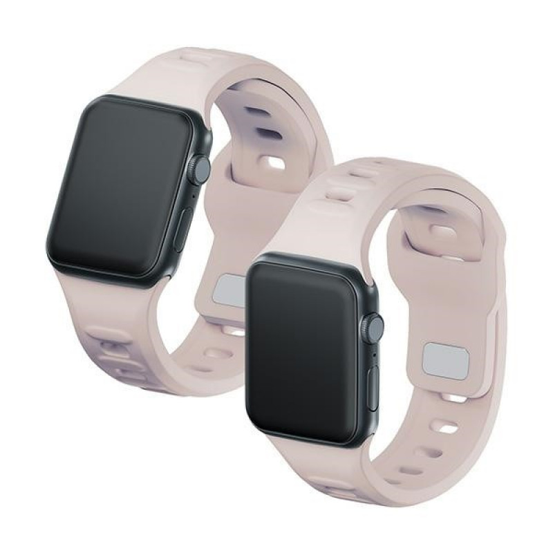 Pulseira de silicone 3mk para Apple Watch 42/44/45/49 mm, rosa-bege / latte
