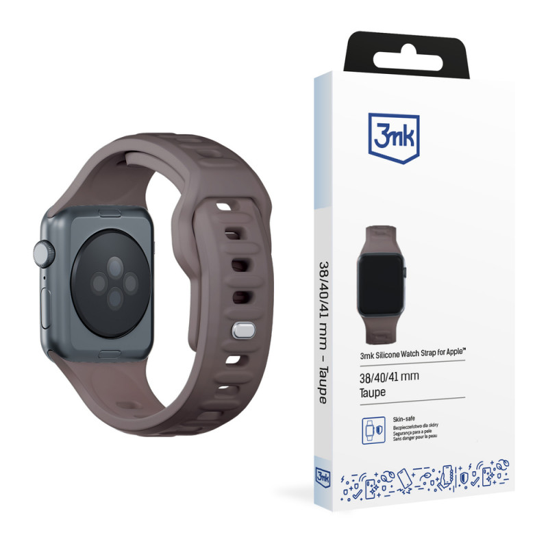 Pulseira de silicone 3mk para Apple Watch 42/44/45/49 mm, taupe