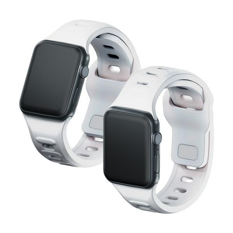 Pulseira de silicone 3MK para Apple Watch 4/5/6/7/8/9/SE/Ultra, 42/44/45/49 mm, branca