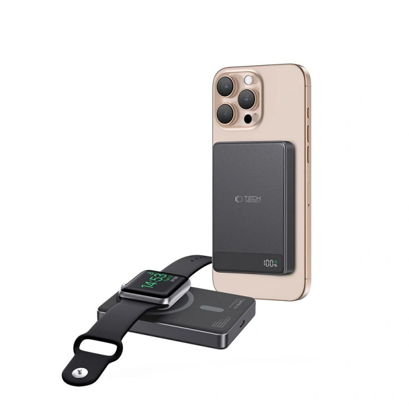 Tech-Protect PB33 LifeMag carregador portátil MagSafe 5000 mAh, 15 W, preto