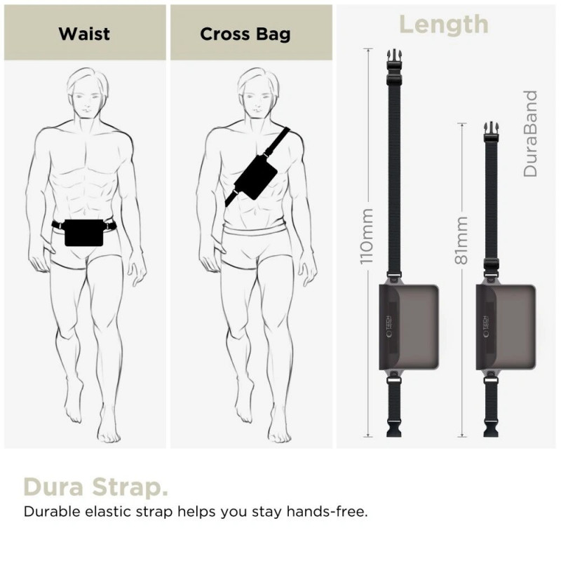 Tech-Protect UWP10 Bolsa Universal Impermeável, Preto/Transparente
