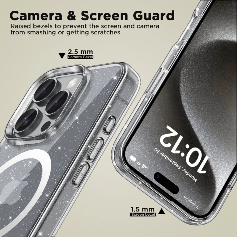 Capa Tech-Protect Flexair Hybrid MagSafe para Apple iPhone 16 Pro, Glitter