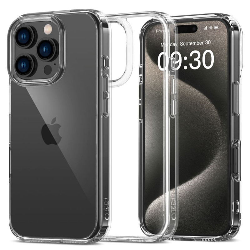Capa Tech-Protect Flexair Hybrid para Apple iPhone 16 Pro Max, transparente