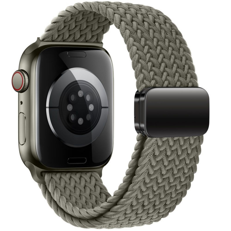 Pulseira Tech-Protect Nylonmag para Apple Watch 4/5/6/7/8/9/SE/Ultra 1/2, 42/44/45/49 mm, verde-azeitona acinzentado