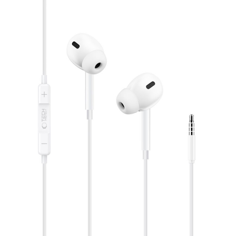 Auscultadores com fios Tech-Protect Ultraboost Core G3 Mini Jack 3,5 mm, brancos