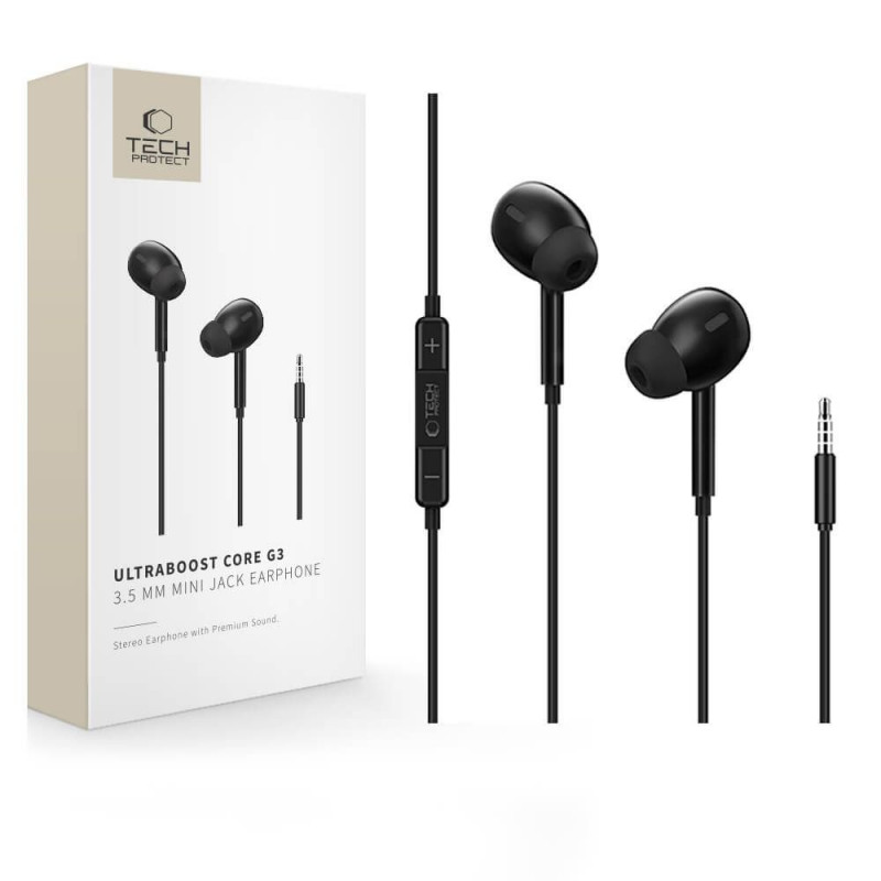 Auscultadores com fios Tech-Protect Ultraboost Core G3 Mini Jack 3,5 mm, pretos