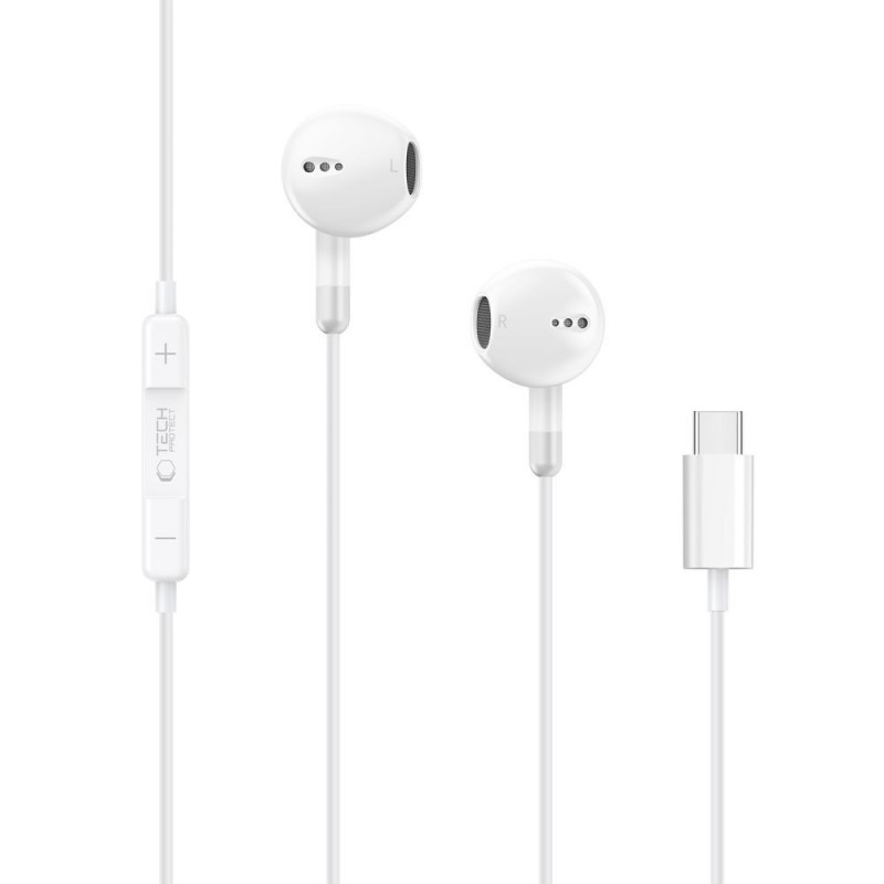Auscultadores com fios Tech-Protect Ultraboost Core G4 USB-C, brancos