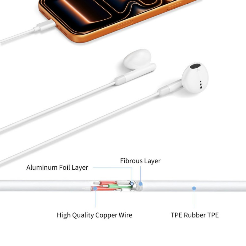Auscultadores com fios Tech-Protect Ultraboost Core G4 USB-C, brancos
