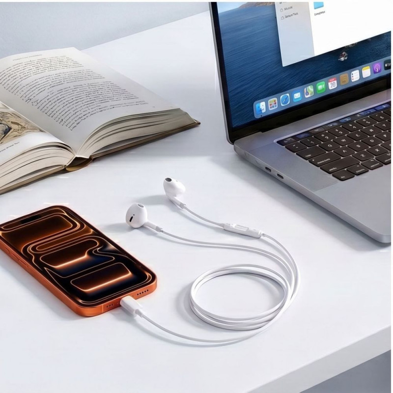 Auscultadores com fios Tech-Protect Ultraboost Core G4 USB-C, brancos