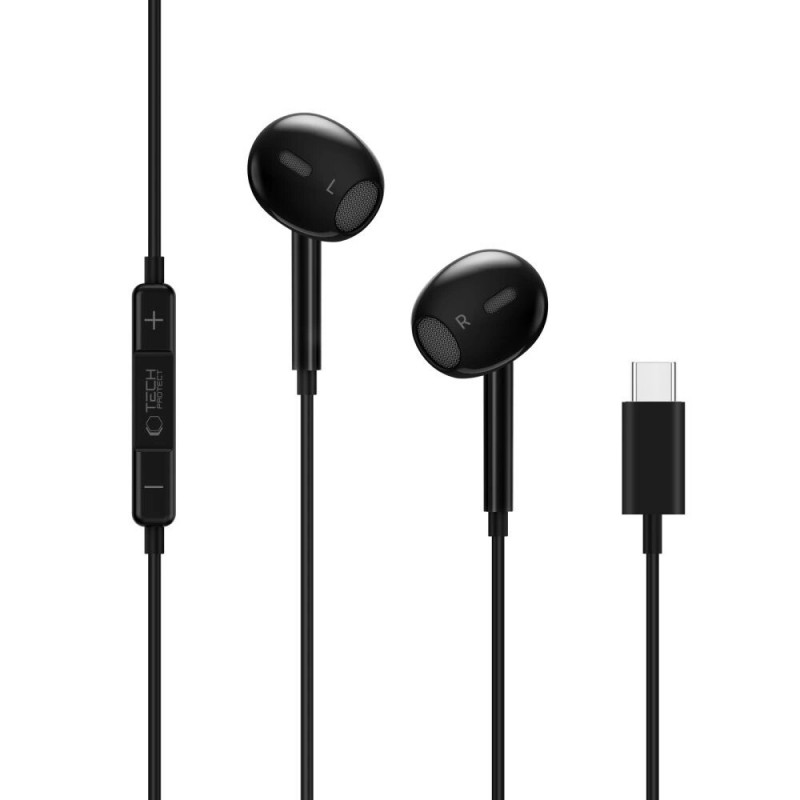 Auscultadores com fios Tech-Protect Ultraboost Core G2 USB-C, pretos
