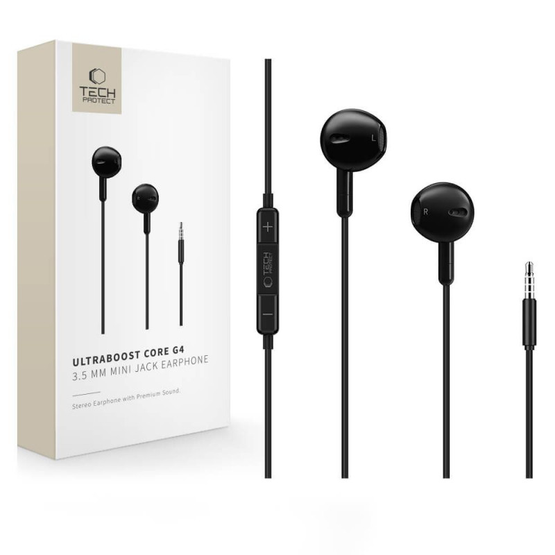 Auscultadores com fios Tech-Protect Ultraboost Core G4 Mini Jack 3,5 mm, pretos