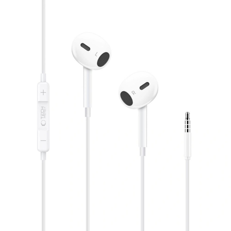 Auscultadores com fios Tech-Protect Ultraboost Core G2 Mini Jack 3,5 mm, brancos
