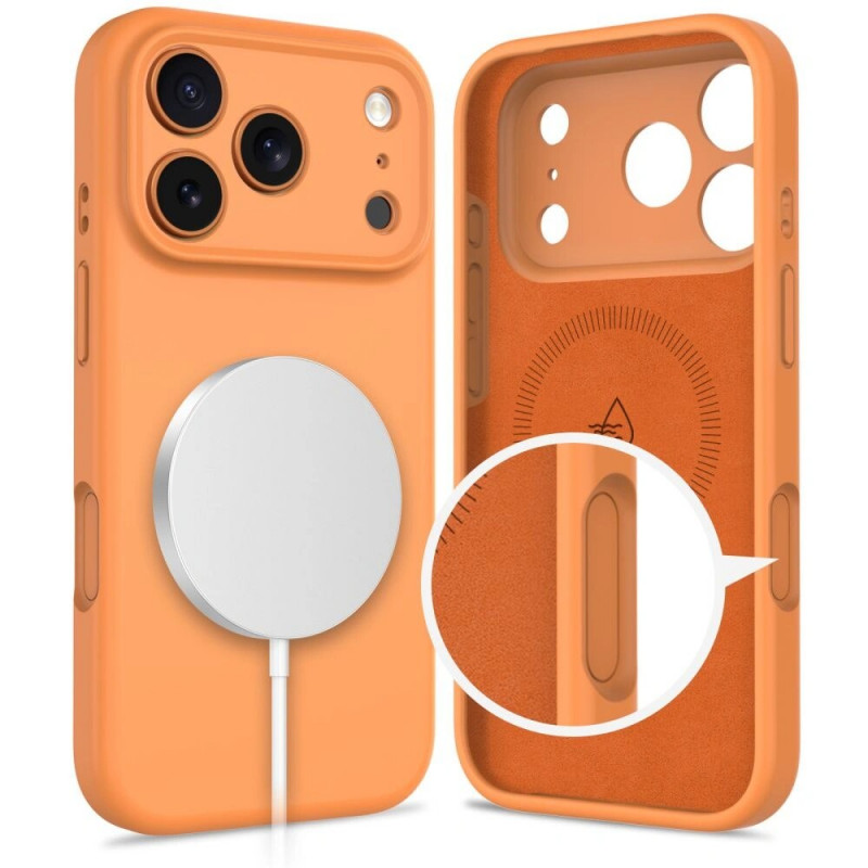 Capa de silicone MagSafe Tech-Protect para Apple iPhone 17 Pro Max, laranja cósmico