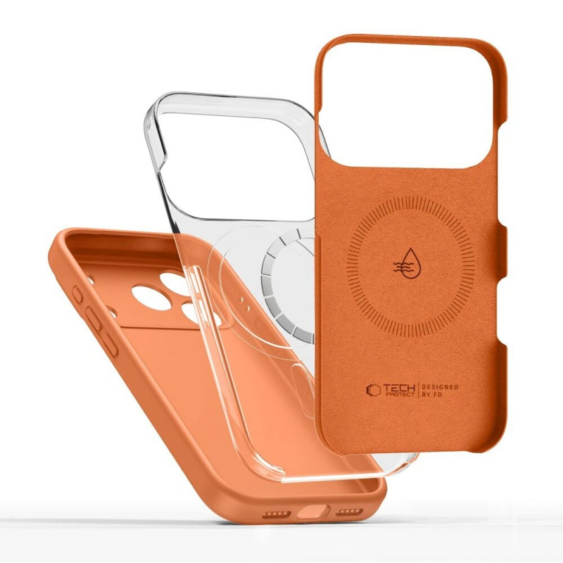 Capa de silicone MagSafe Tech-Protect para Apple iPhone 17 Pro Max, laranja cósmico