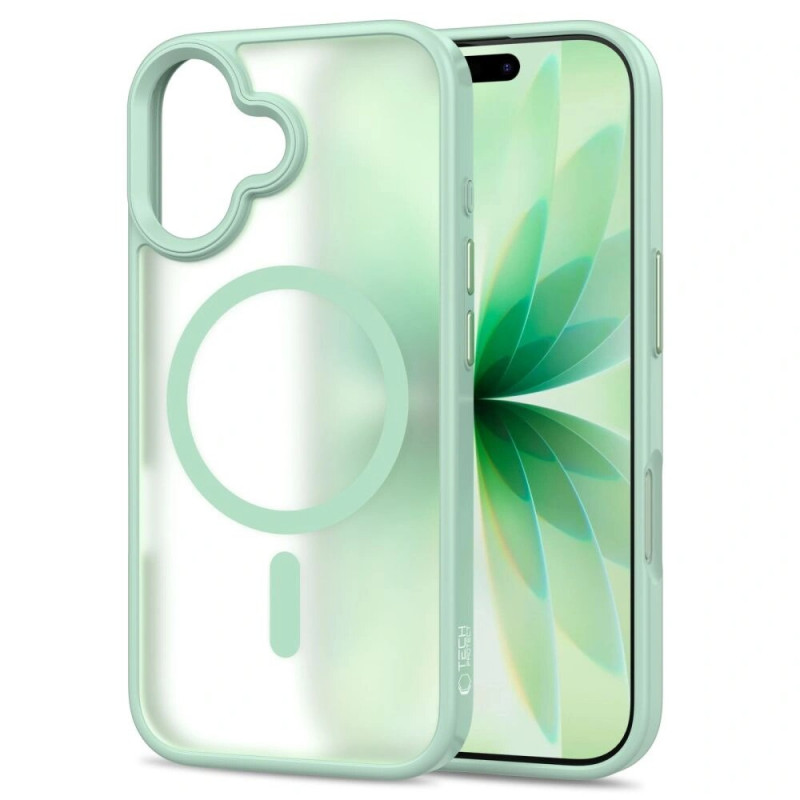 Capa MagSafe Tech-Protect MagMat para Apple iPhone 17, verde-salva mate