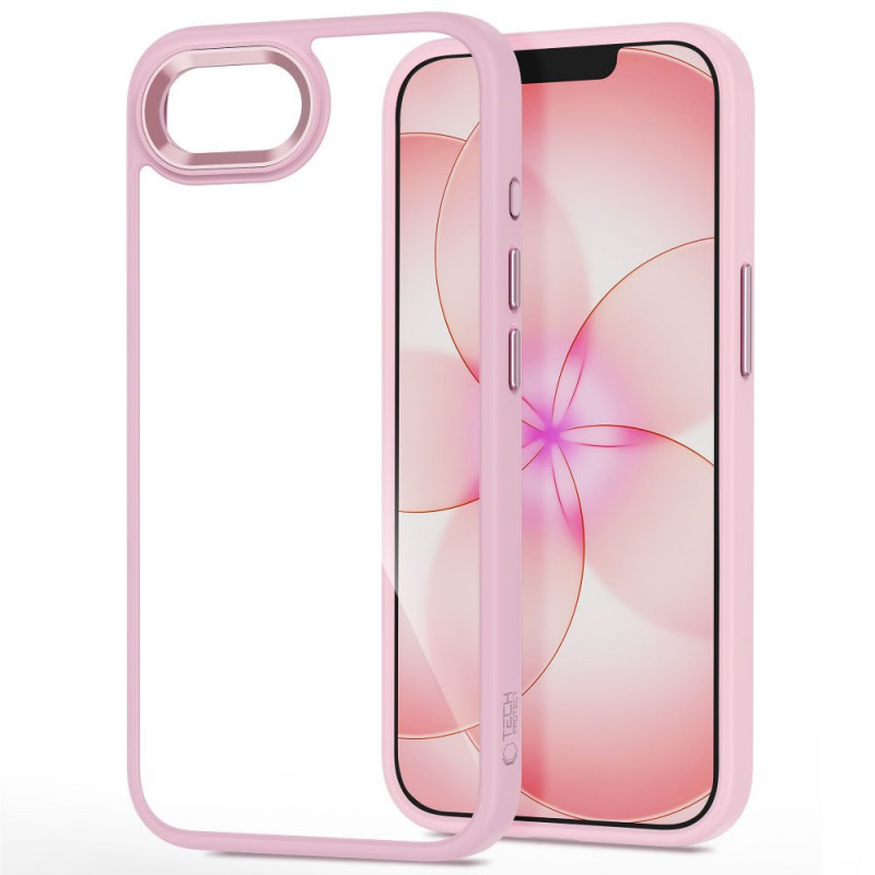 Capa Tech-Protect Magmat para Apple iPhone 16e / 17e, rosa suave/transparente